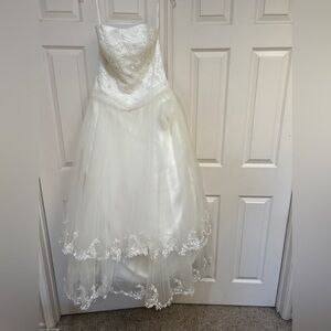 Monique Luo Strapless Beaded Ball gown Traditional‎ Wedding Dress David's Bridal